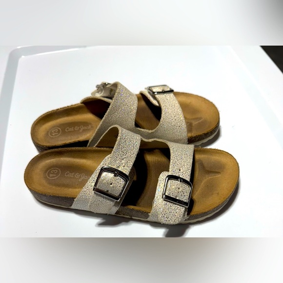 Cat & Jack 2 Buckle Sparkle Strap Sandals Girls Size 13 - Picture 1 of 5